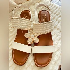 Italian Shoemakers White Sandals, size 10